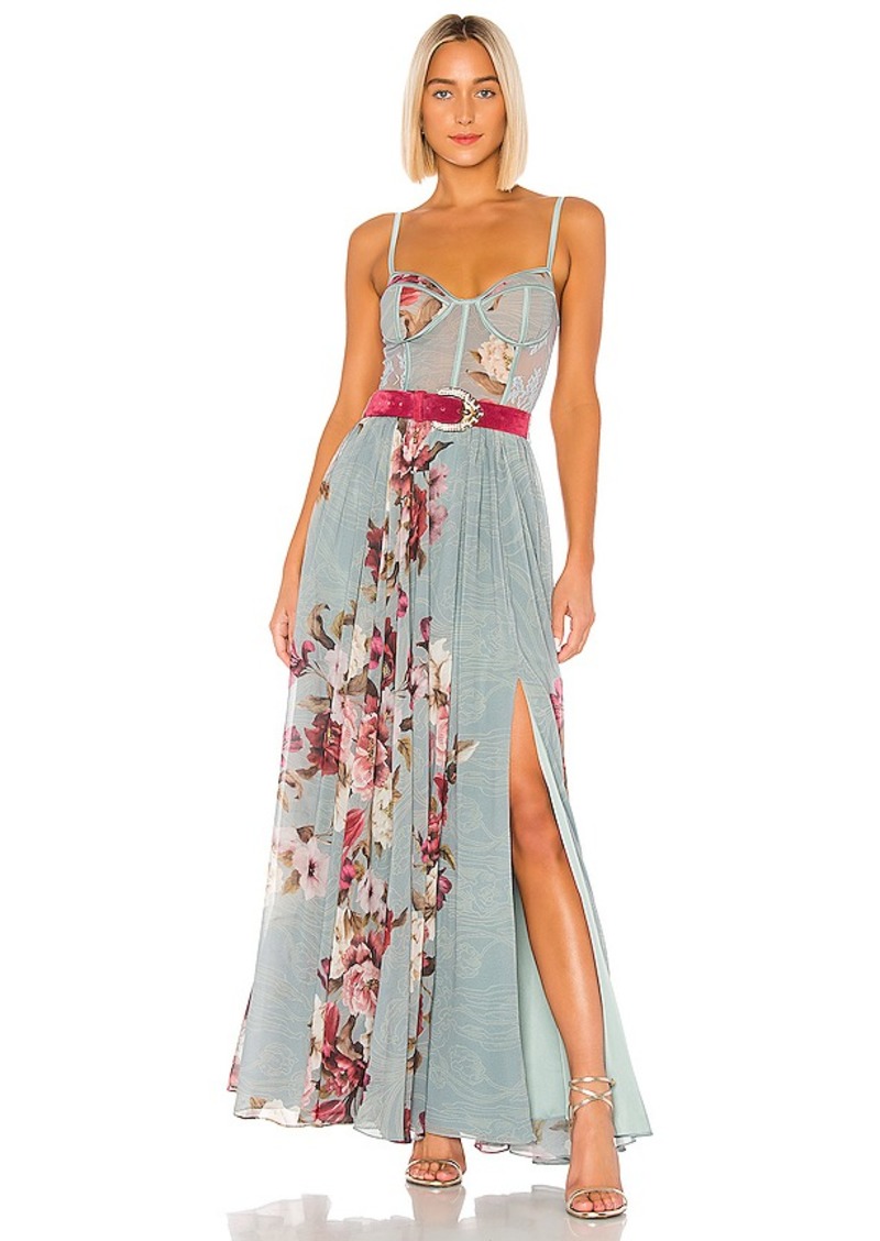 patbo peony print bustier dress