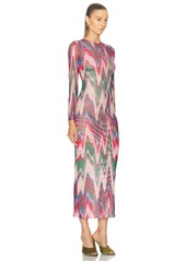 PatBO Wave Printed Tulle Maxi Dress