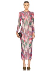 PatBO Wave Printed Tulle Maxi Dress