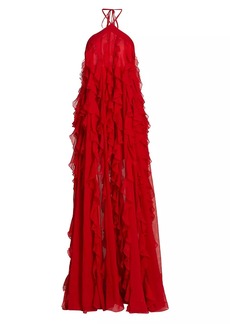 PatBO Ruffled Halterneck Gown