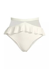 PatBO Ruffled High-Waist Bikini Bottom