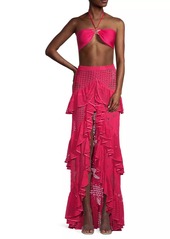PatBO Ruffled Lace Maxi Skirt