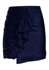 PatBO Velvet Ruffled Mini Skirt