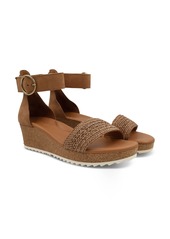 Paul Green California Wedge Sandal in Cuoio Sisal Woven Combo at Nordstrom