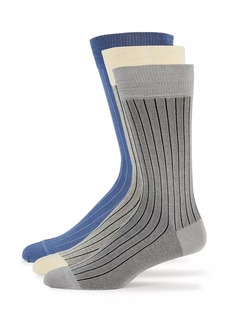Paul Smith 3-Pack Striped Cotton-Blend Socks