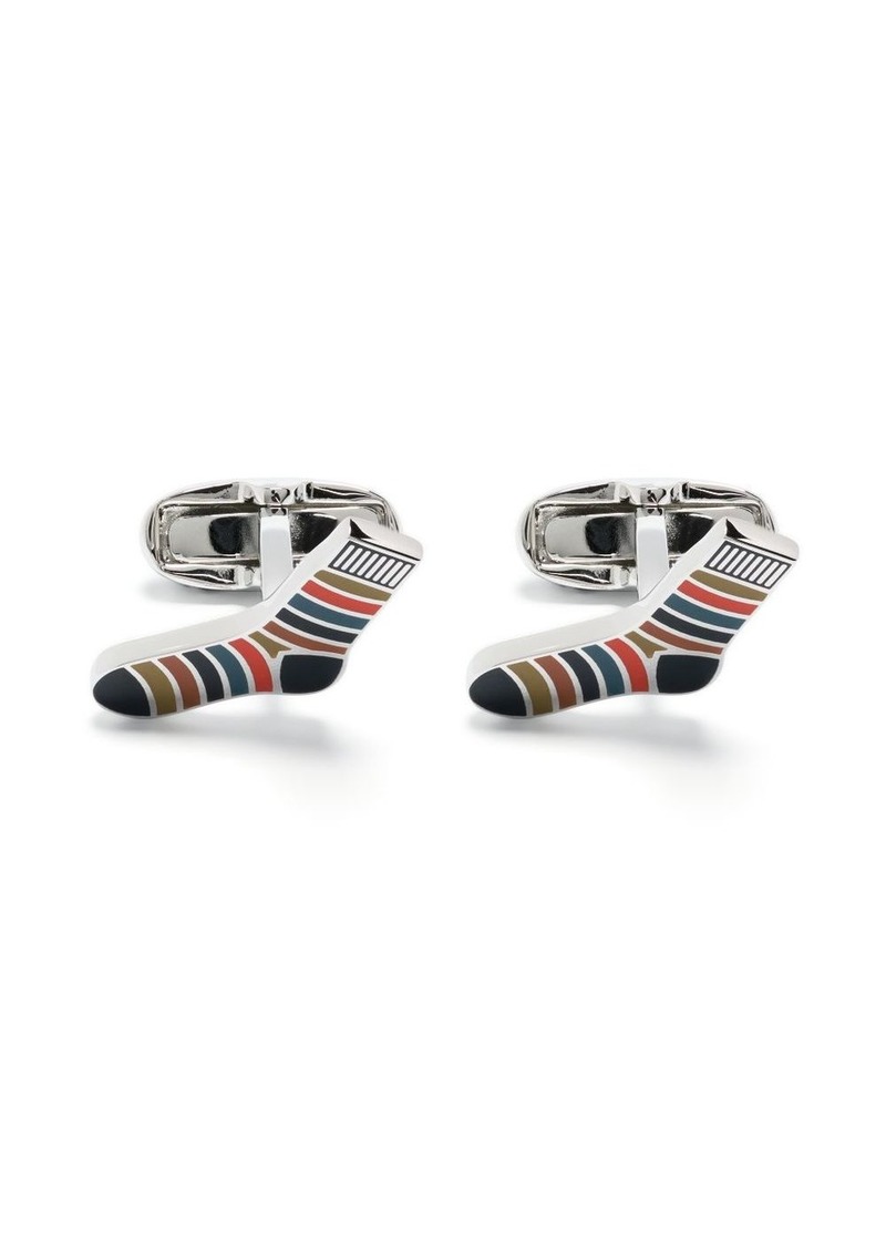 Paul Smith 'Artist Stripe' sock-shape cufflinks