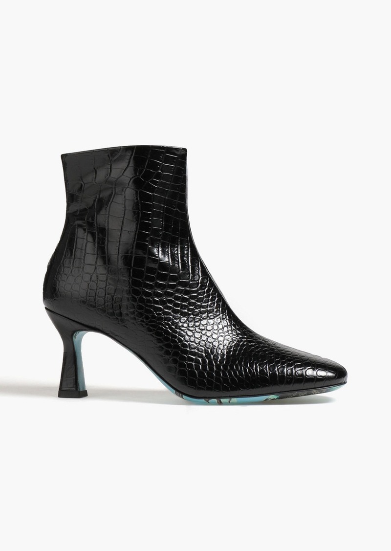 Paul Smith - Croc-effect leather ankle boots - Black - EU 40