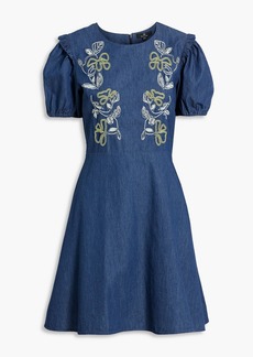 Paul Smith - Embroidered cotton-chambray mini dress - Blue - IT 42