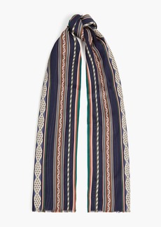 Paul Smith - Frayed printed cotton-blend jacquard scarf - Blue - OneSize
