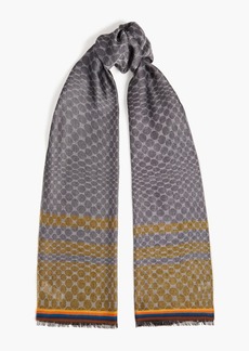 Paul Smith - Frayed printed cotton-blend jacquard scarf - Gray - OneSize