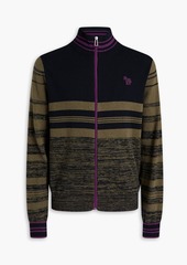 Paul Smith - Space-dyed striped cotton-blend zip-up sweater - Black - XXL