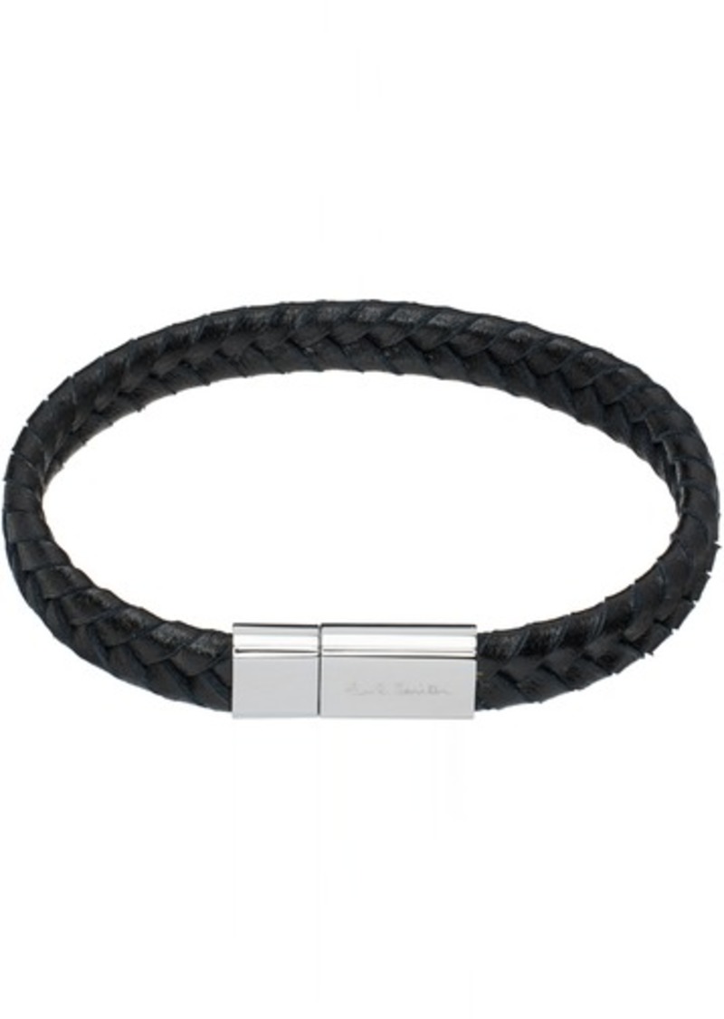 Paul Smith Black Braided Leather Bracelet