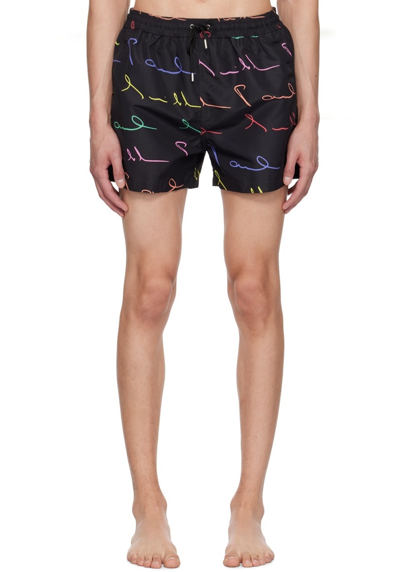 Paul Smith Black Handwritten Swim Shorts