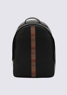 PAUL SMITH BLACK LEATHER SIGNATURE BACKPACK