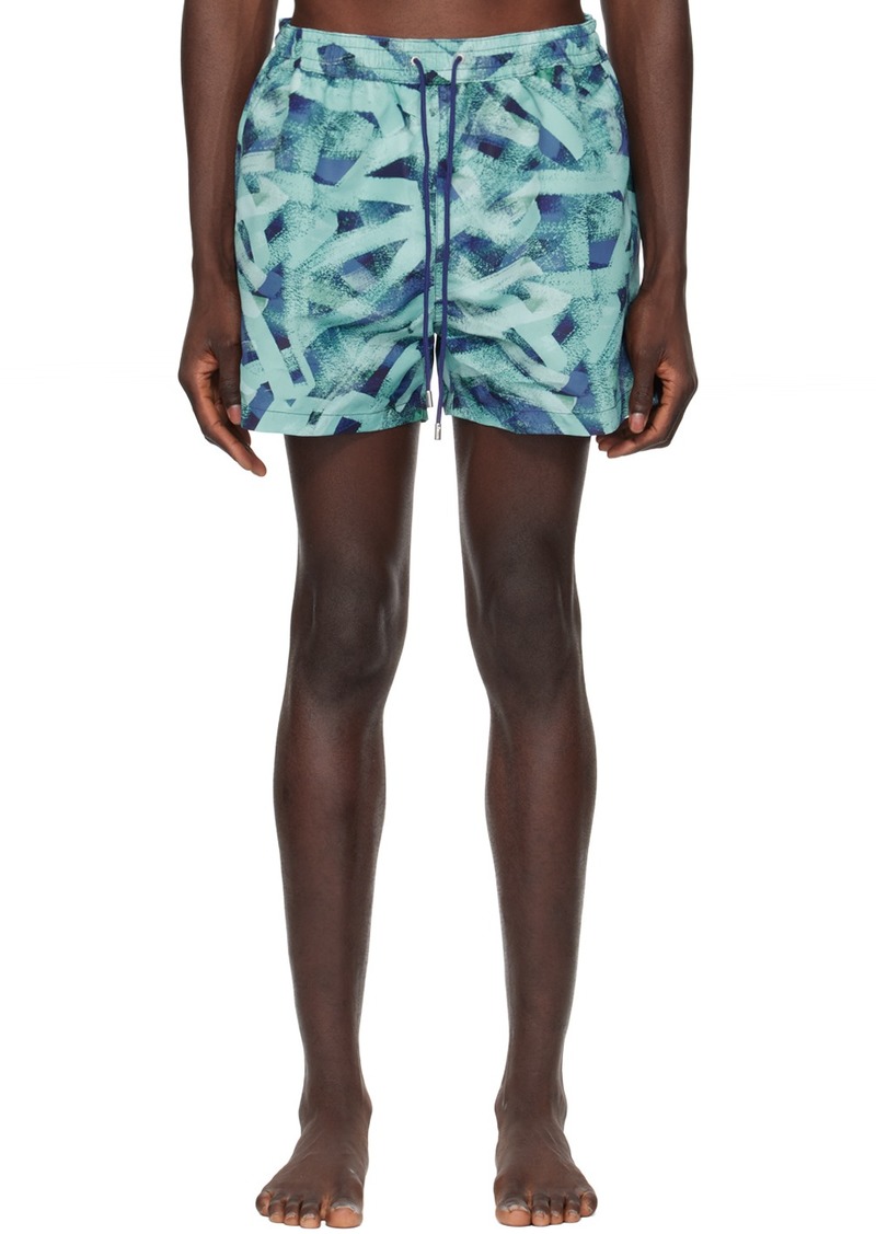 Paul Smith Blue Short Brush Stroke Swim Shorts