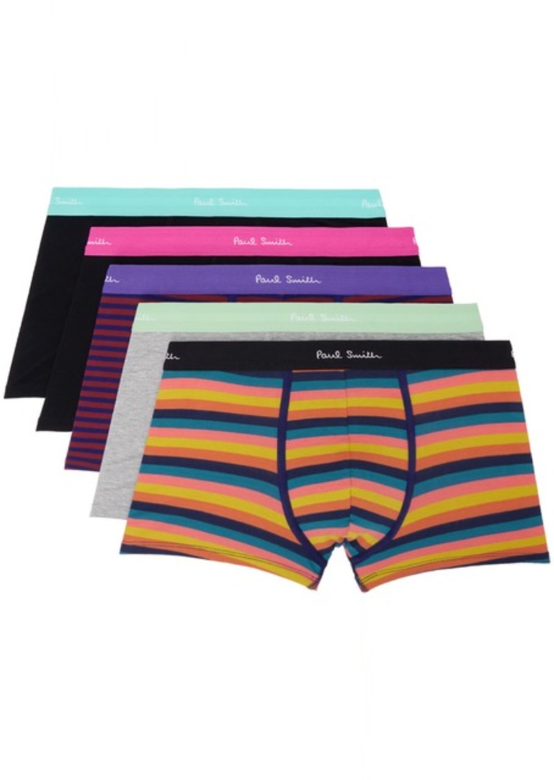 Paul Smith Five-Pack Multicolor Artist Stripe Boxer Briefs