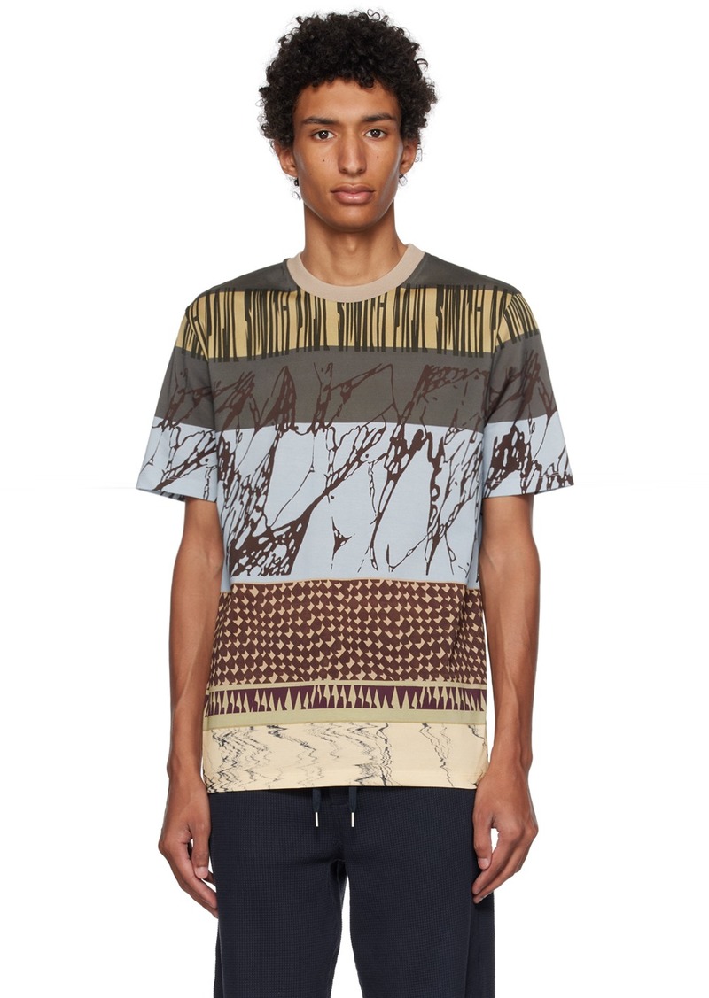 Paul Smith Khaki Assembled Stripe T-Shirt