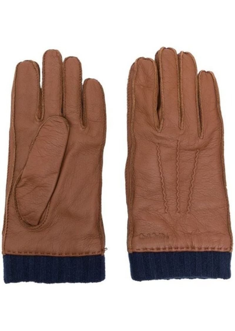 PAUL SMITH logo-debossed leather gloves