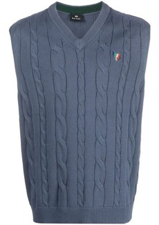 PAUL SMITH logo-embroidered cable-knit vest