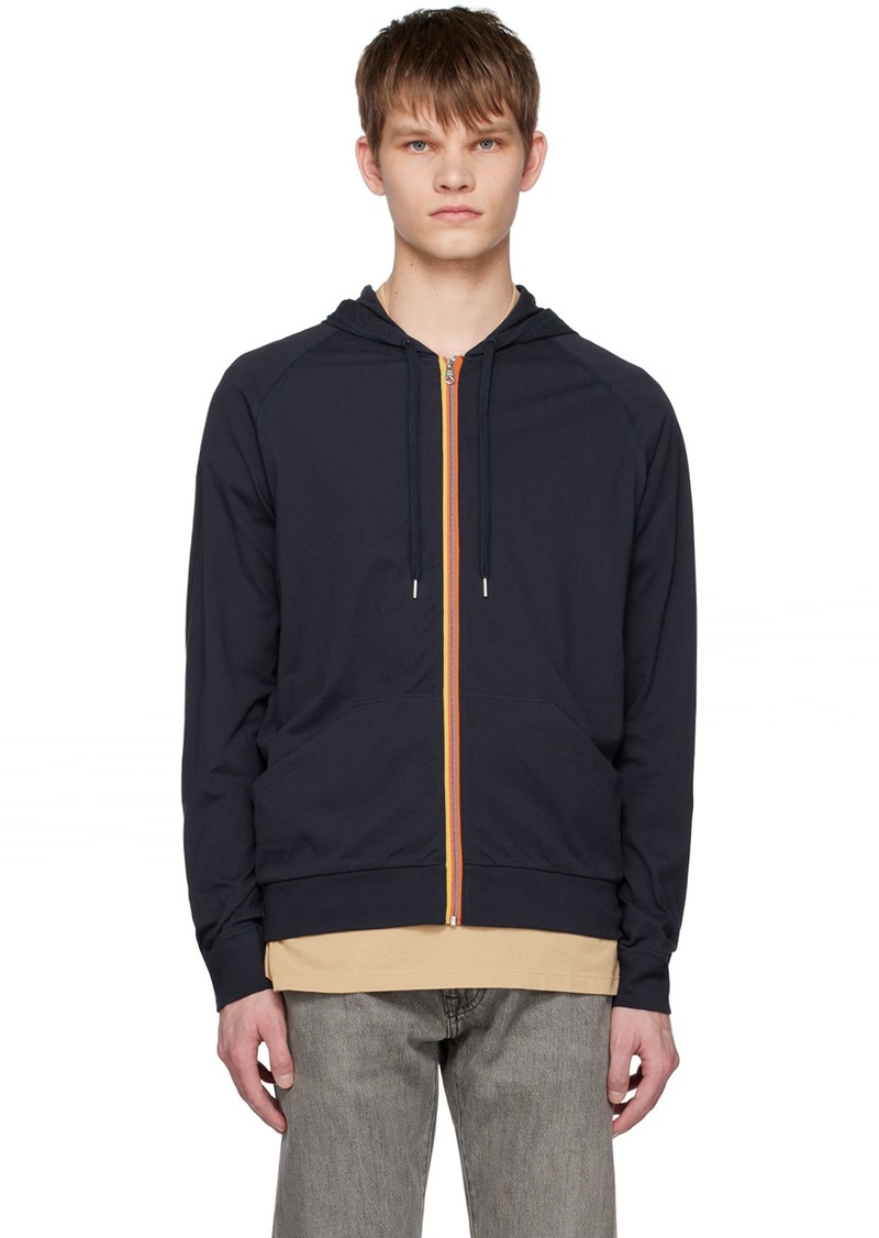 Paul Smith Navy Drawstring Zip Hoodie