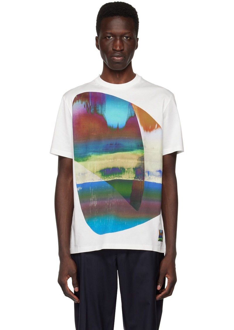 Paul Smith White Abstract Geometric T-Shirt