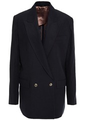 Paul Smith Woman Double-breasted Linen Blazer Midnight Blue