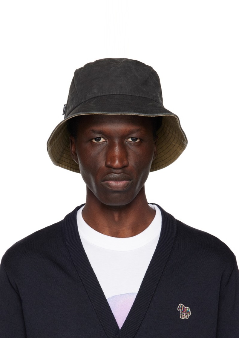 PS by Paul Smith Black Acid Wash Denim Bucket Hat