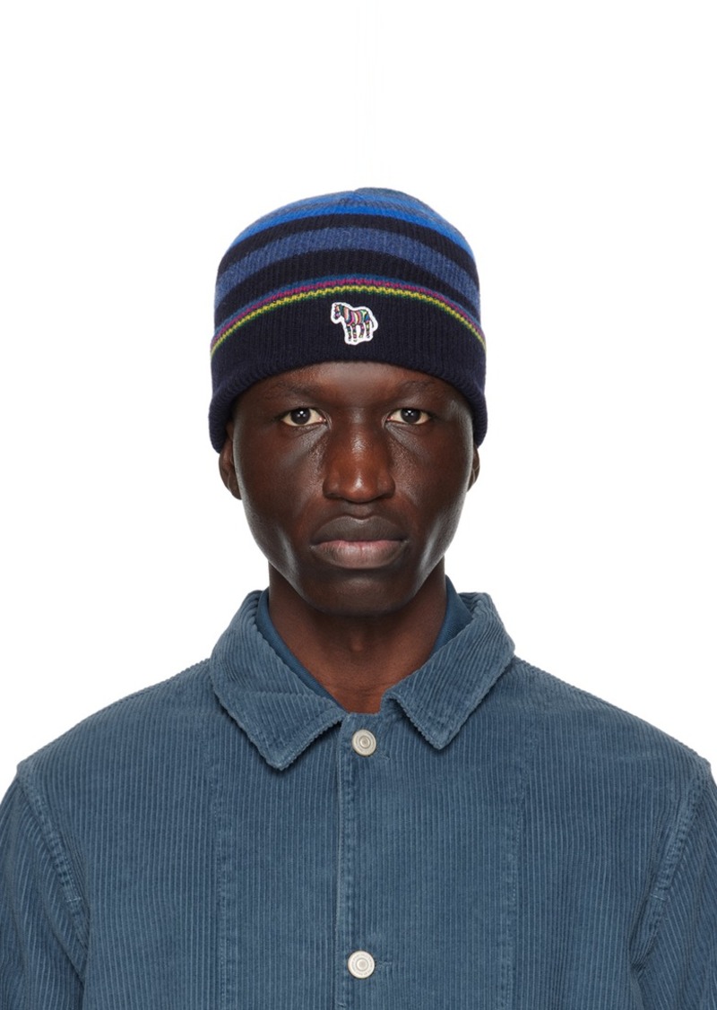 PS by Paul Smith Blue Zebra Stripe Beanie