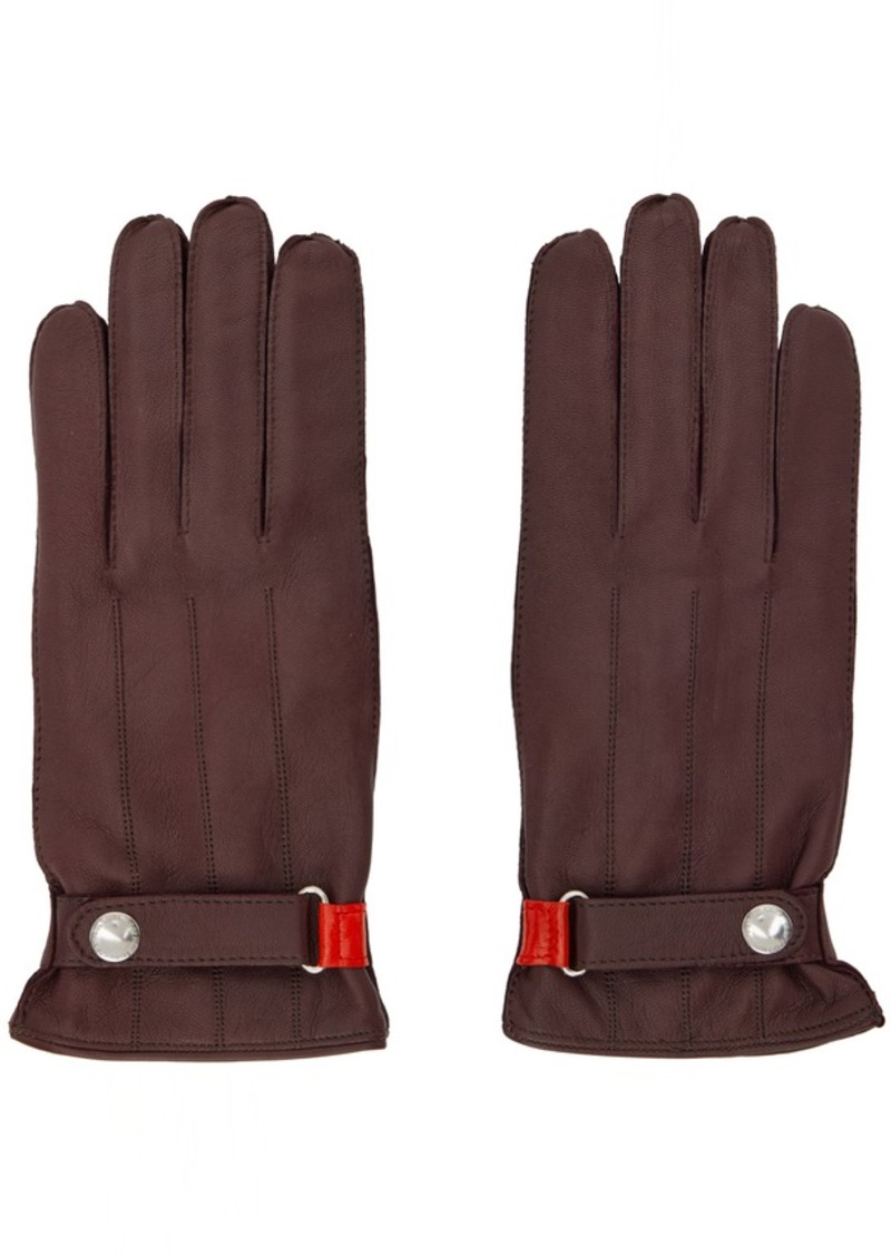 PS by Paul Smith Burgundy Strap Gloves