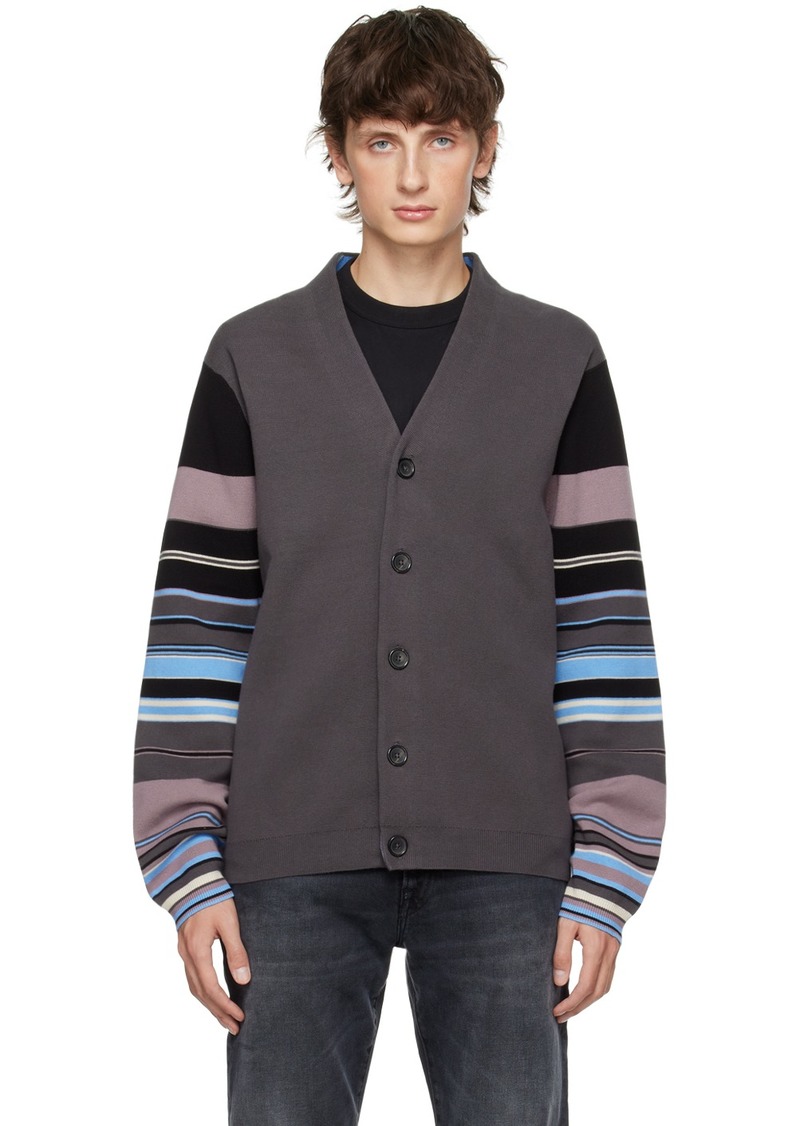 PS by Paul Smith Gray Striped Cardigan