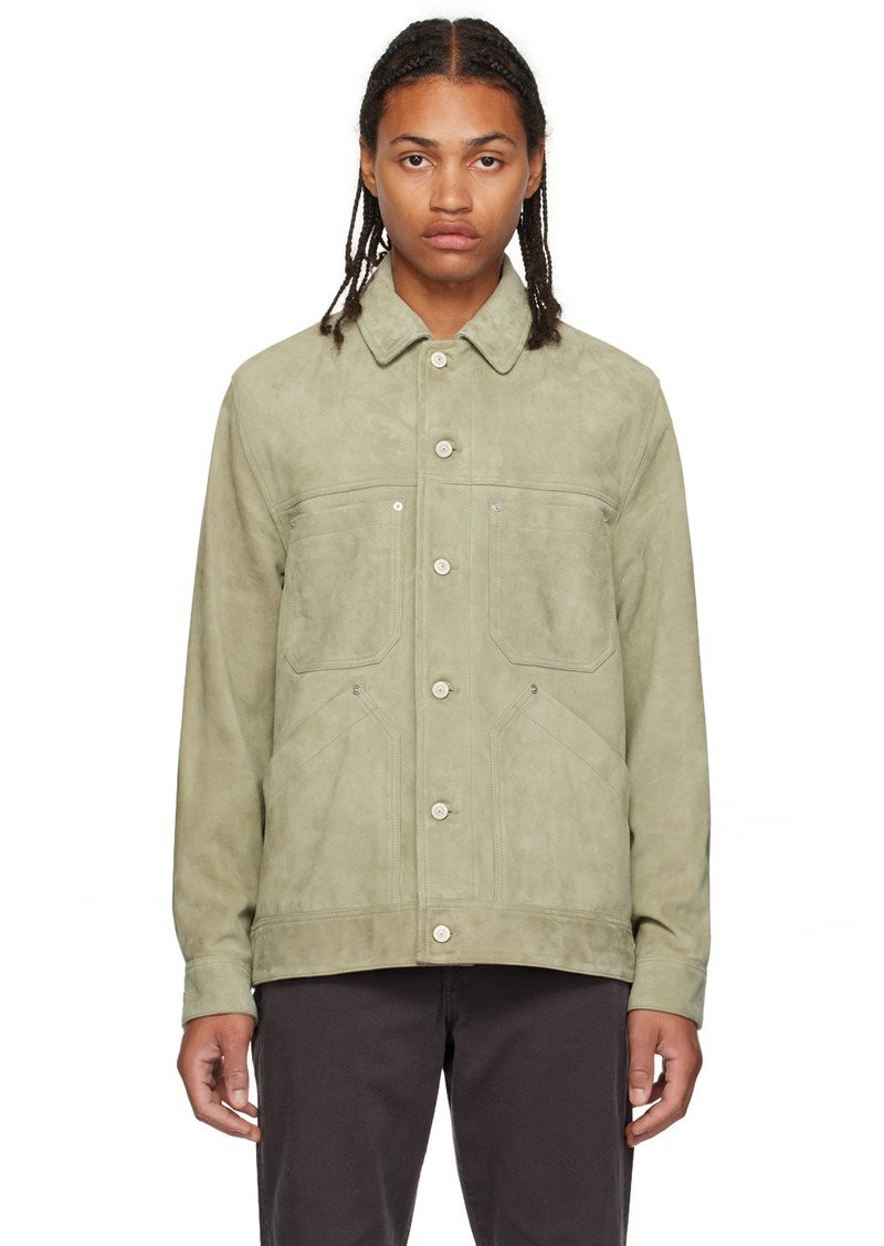 PS by Paul Smith Green Button Leather Jacket