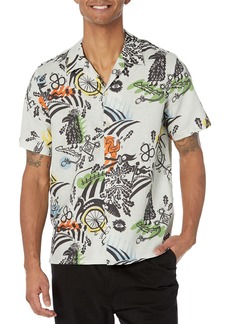 PS by Paul Smith mens Ps Paul Smith Tropical Button Down Shirt Off White  US