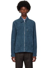 PS by Paul Smith Navy Zip Leather Jacket