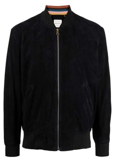Paul Smith ribbed-trim suede bomber jacket