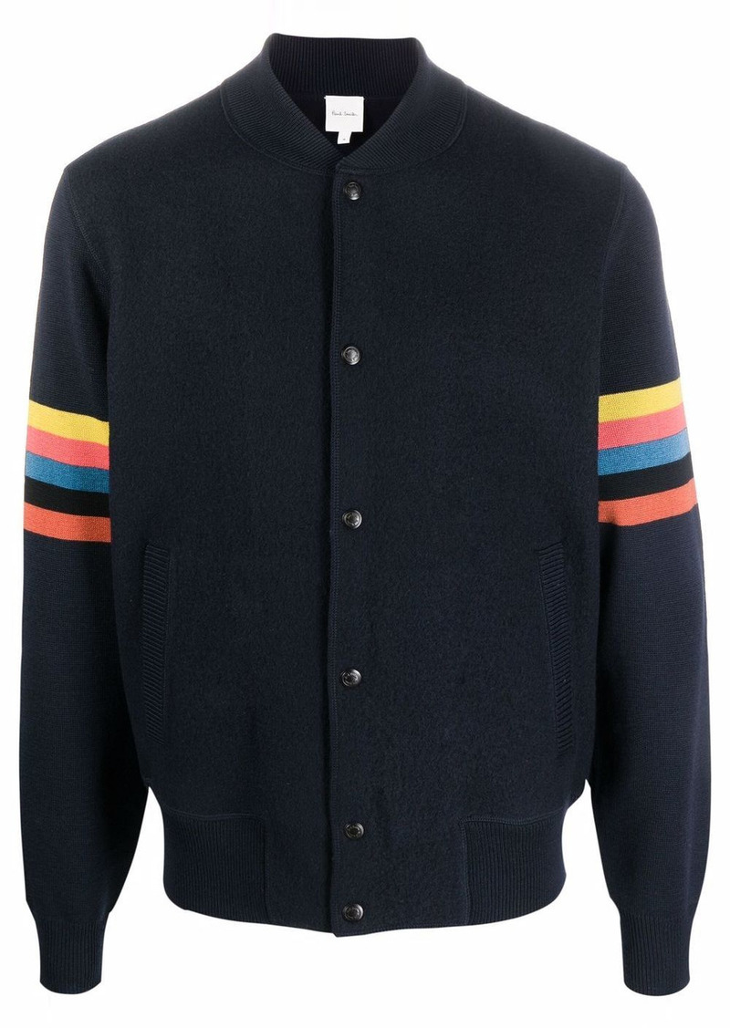 Paul Smith stripe-detail knitted bomber jacket