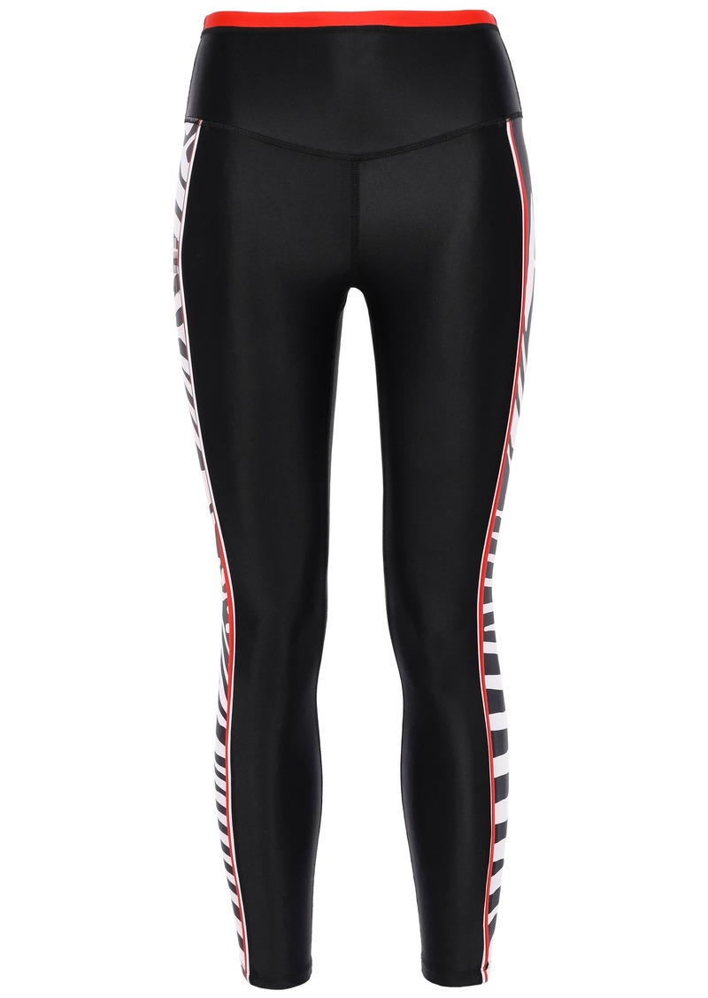 P.e Nation Woman Stealing Home Cropped Striped Stretch Leggings Black