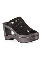 Pedro Garcia Fabrizia Perforated Mule Sandals with Cutout Heel