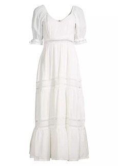 Peixoto Isabella Puff-Sleeve Cotton Midi-Dress