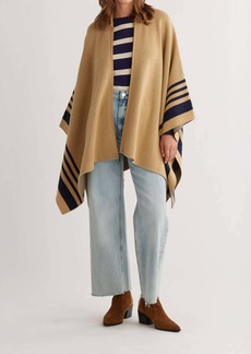 Pendleton Lambswool Knit Blanket Cape In Camel/navy