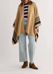Pendleton Lambswool Knit Blanket Cape In Camel/navy