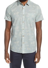 Pendleton Beach Shoreline Print Short Sleeve Button-Up Shirt
