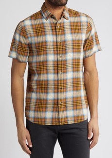 Pendleton Dawson Plaid Short Sleeve Linen Blend Button-Up Shirt