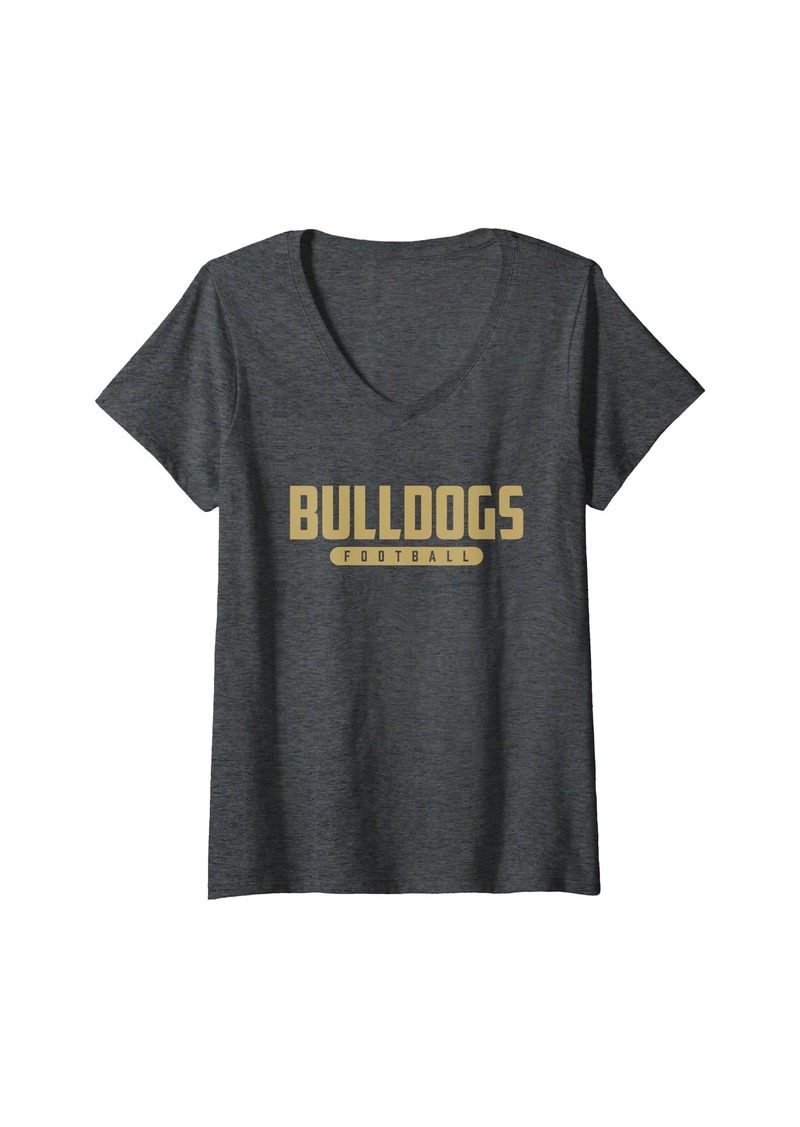 Womens Pendleton Bulldogs Football V-Neck T-Shirt