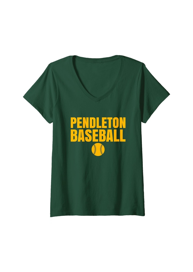 Womens Pendleton High School Baseball V-Neck T-Shirt