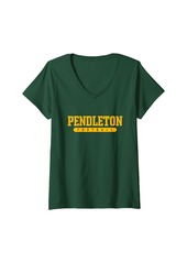 Womens Pendleton High School Football V-Neck T-Shirt