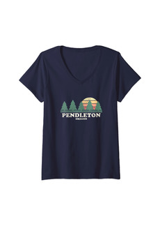 Womens Pendleton OR Vintage Throwback Tee Retro 70s Design V-Neck T-Shirt