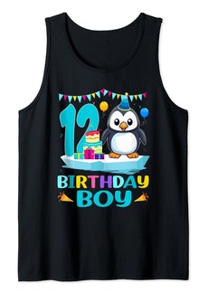 12th Birthday Penguin 12 Year Old Birthday Boy Party Tank Top