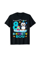 8th Birthday Penguin 8 Year Old Birthday Boy Party T-Shirt
