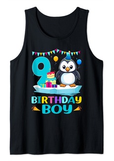 9th Birthday Penguin 9 Year Old Birthday Boy Party Tank Top