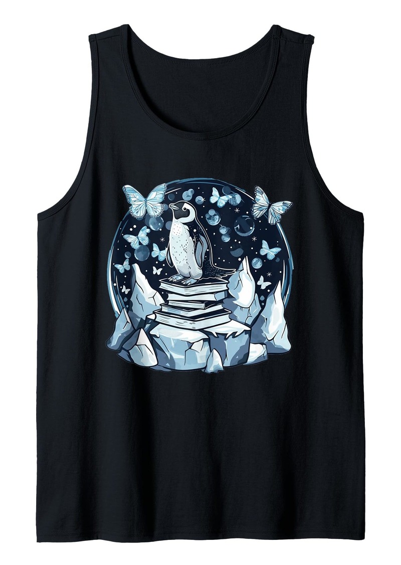 Cool Penguin Aesthetic Butterflies Books Penguin Lover Tank Top